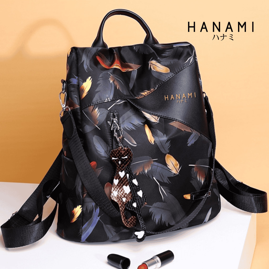 HANAMI Tas Ransel Wanita Backpack Anti Air Hitam Branded Arama TA326B5 Kerja Sekolah Batam Ori Korea