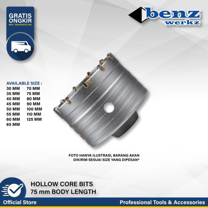 Hole Saw Beton 65mm / Hollow Core Drill Bit / Mata Bor Beton 65mm