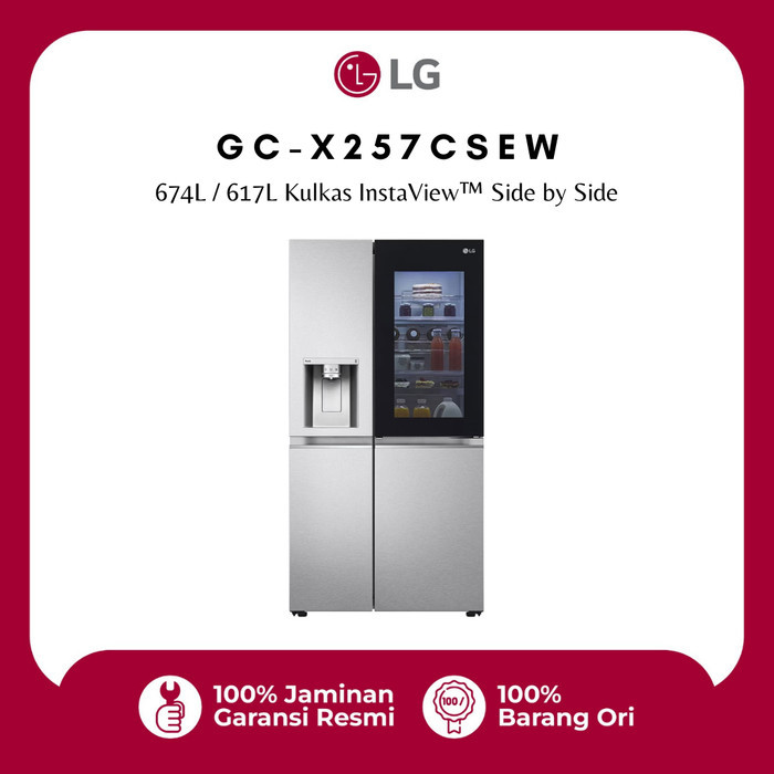 LG Kulkas Side by Side 2 Pintu 617L InstaView Auto Ice Maker Tok Tok Silver GC X257CSEW