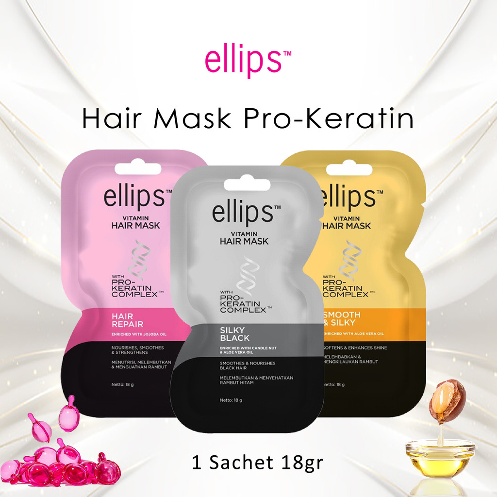 Ellips Hair Mask Pro Keratin 1 Sachet 18gr Masker Rambut Menutrisi Akar Rambut