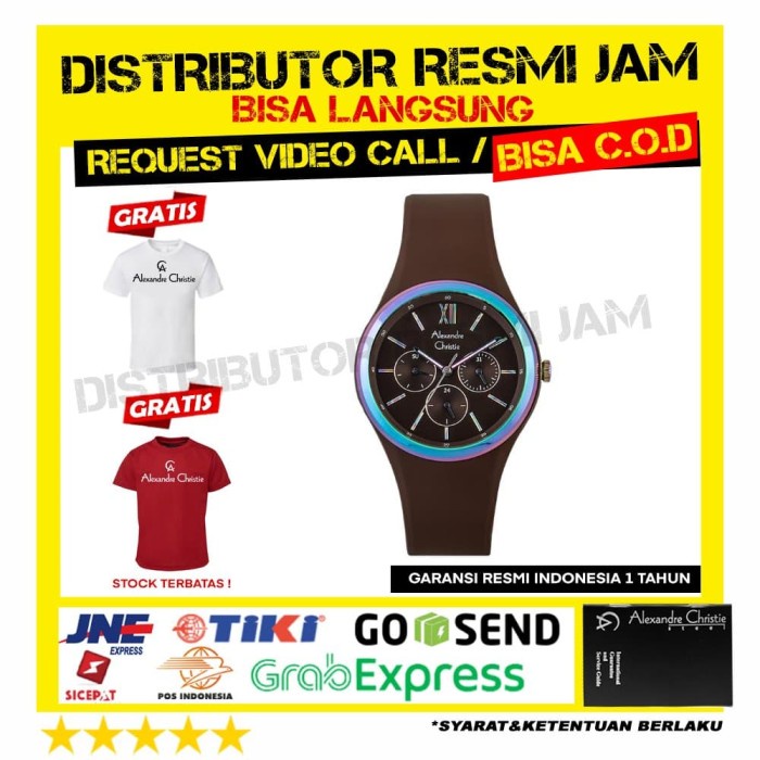 jam tangan wanita alexandre christie rubber coklat 2773 ac2773 2773bf