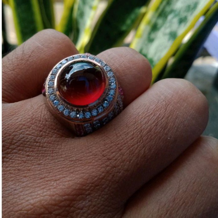 cincin red garnet kristal giwang natural