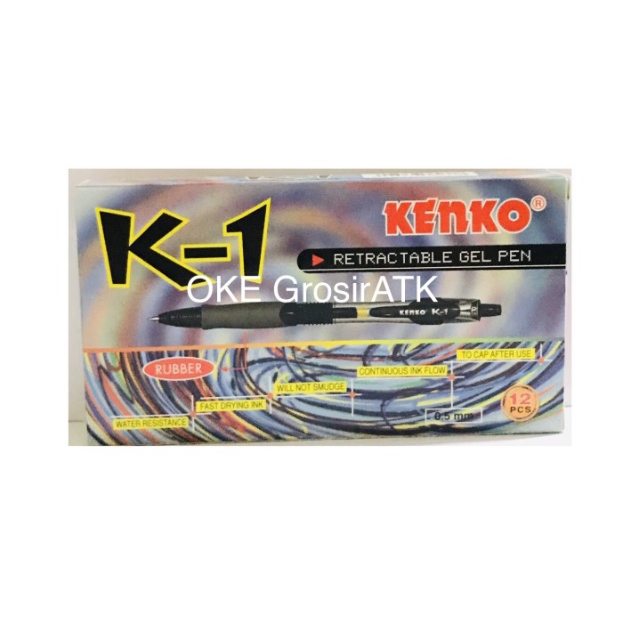 

Pulpen Kenko K1 Cetek / Pulpen Gel Kenko K1 Lusin - Warna Campur