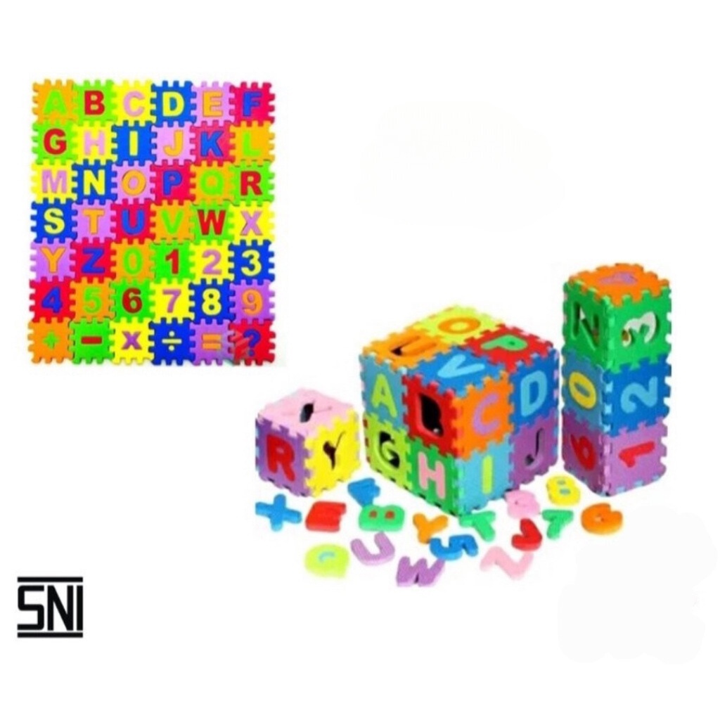 Puzzle Spon Abjad & Angka / Mainan Edukasi Puzzle Spon / Mainan Edukasi Huruf dan Angka