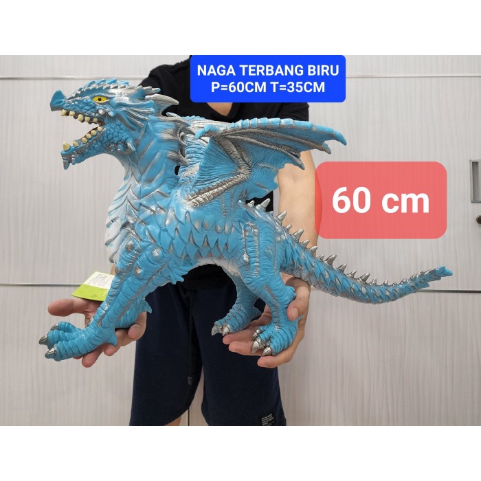 MAINAN DINOSAURUS NAGA TERBANG KARET BESAR FLYING DRAGON JUMBO - NAGA NAVY