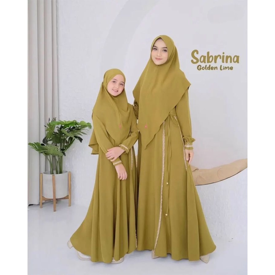 Gamis Couple Ibu Anak Terbaru SABRINA COUPLE MOM AND KIDS BC Bahan Crinkle Airflow Baju Couple Pasan