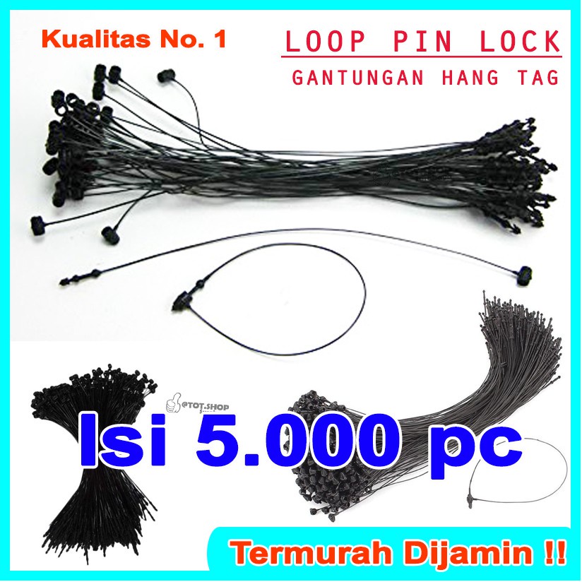 

17A. 1 Dos isi 5000pcs LOOP PIN / HANG TAG PLASTIK LOCK STRING PIN (uk 3, 4, 5 Inch) Tali Hangtag Baj