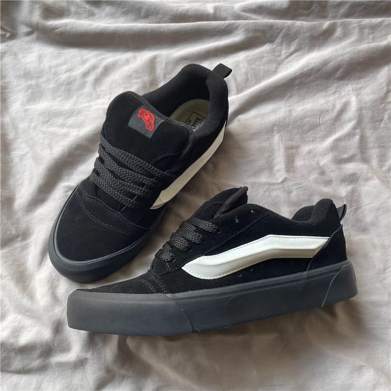 sepatu pria laki laki terbari list timbul bahan kain canvas warna  hitam full / sepatu  kanvas vanse