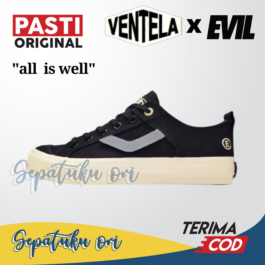 Ventela x Evil All is Well Low Black Natural Original | Ventela Papa Gading