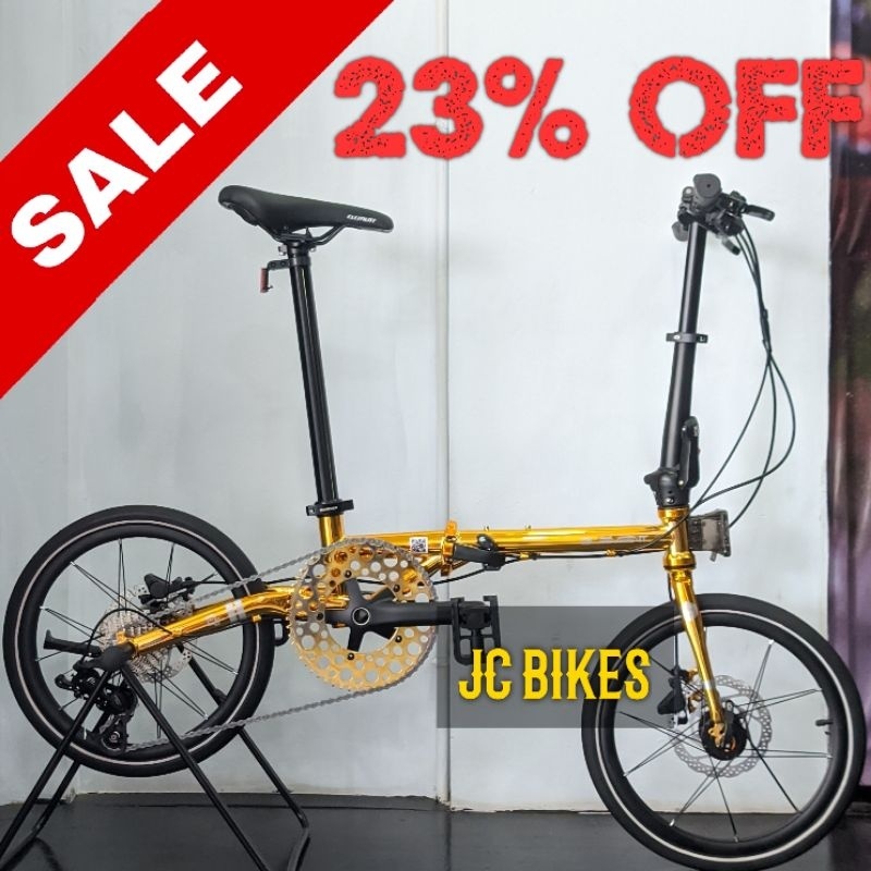 big sale 11.12 Sepeda Lipat Element Troy X10 Speed UV Gold & Black Diamond Chrome Edition 16 Inch Fu