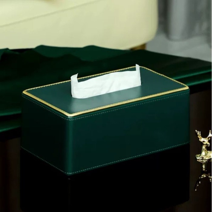 Luxury Gold Tissue Box Nordic/ Tempat Tissue Nordic Gold Mewah Tebal - Hijau