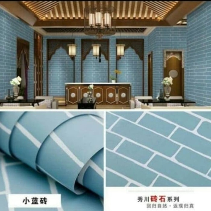 Wallpaper BATA BIRU GARIS PUTIH - Wallpaper Dinding  - BATA BIRU LIS