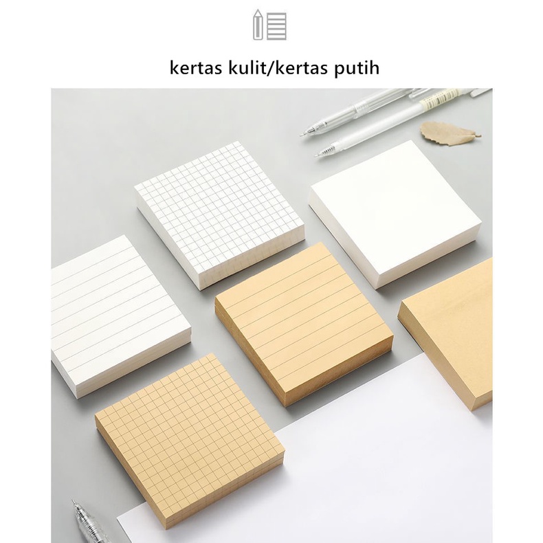 

1 Pcs 80 Lembar Stationery Notepad Stiker Kantor Penanda Buku Catatan Stiker Warna Khaki / Putih di Buku Memo