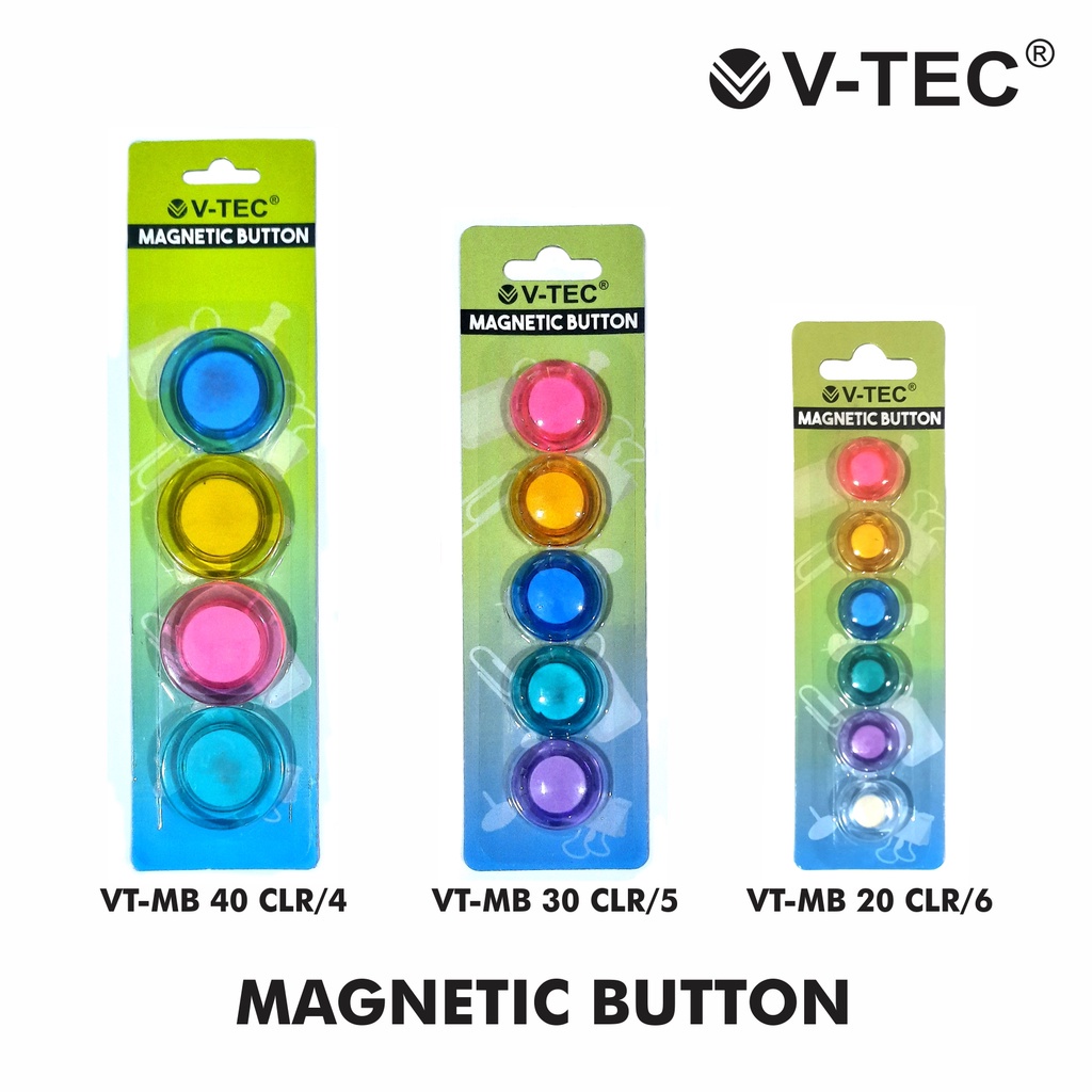 

V Tec magnetic button VT MB 20 30 40 clear solid - Magnet Papan Tulis Whiteboard Kulkas Bulat Warna Set