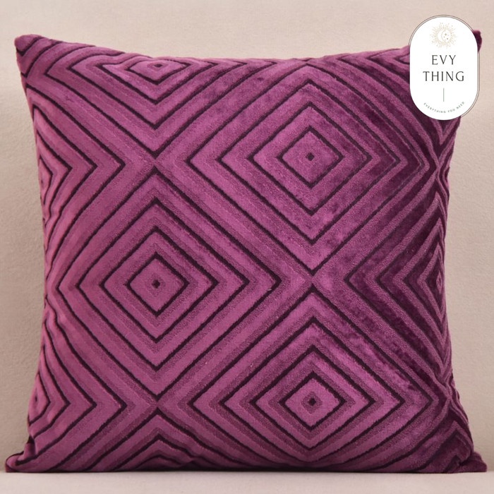 Terlaris ✨-EvyThing Sarung Bantal Sofa Nordic Bahan Bludru Velvet Mewah 45x45 - Ungu, 45x45