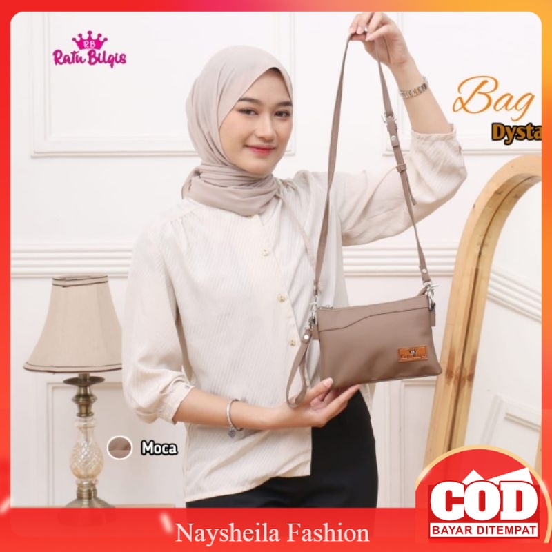 Tas Selempang Wanita Terbaru  Ratu Bilqis Dysta Bag Slingbag Bahan Chocoly 2 in 1 Dompet Pouch