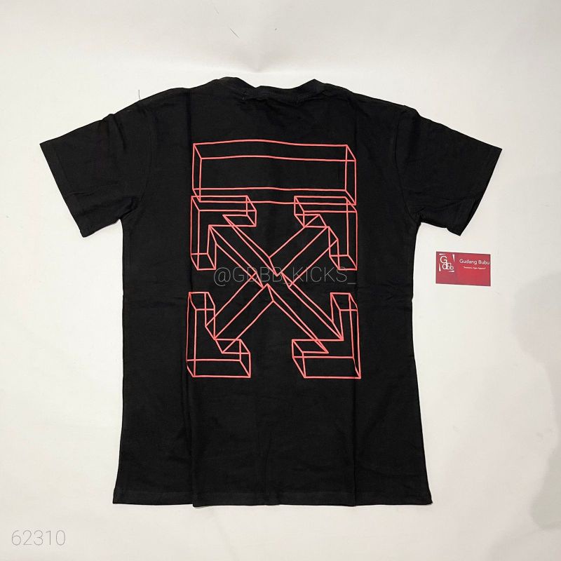 【COD】 NEW Tshirt Offwhite Off White 3D Arrow Marker Line Orange Black Tee BNIP KAOS