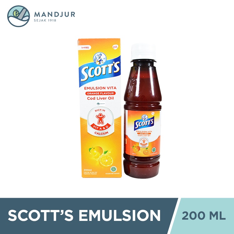 Scott's Emulsion 200 Ml - Suplemen Untuk Pertumbuhan Tinggi Badan Anak