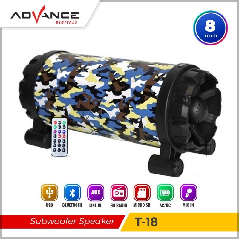 8 inch Speaker Tabung Advance T-18 /  Music Box Portable Speaker Aktif Bluetooth Karaoke Subwoofer 8 Inch - T18