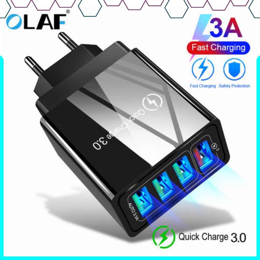 COD Charger USB Fast Charging QC 3.0 4 Port 48 W OLAF - BK-376 / kepala casan hp cepat penuh fast ch