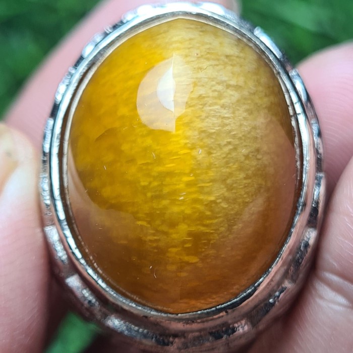 Cincin Batu Akik Pandan Semu Nanas Kapas Sutra Merah Lumut Oli Antik 8