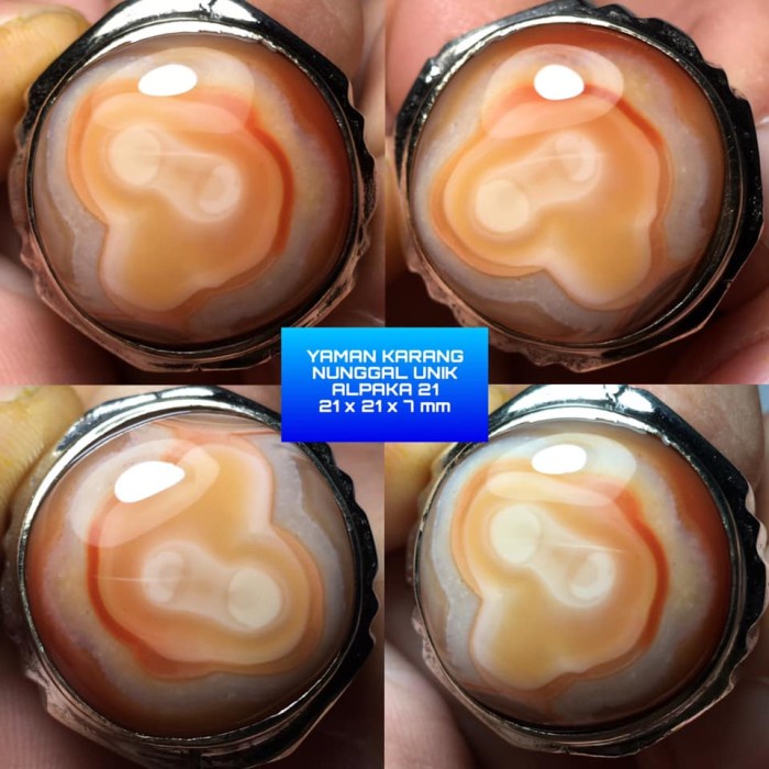 Cincin Batu Akik Natural Yaman Karang Nunggal Motif Gambar Unik Antik