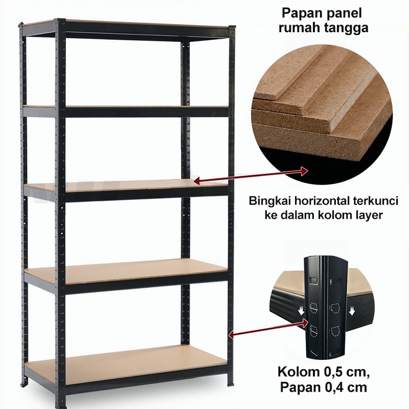 KING Dreams Rak Besi Siku Lubang Rak 3/4/5 Susun Rak Gudang Rak Buku Minimalis Rak Besi Serbaguna