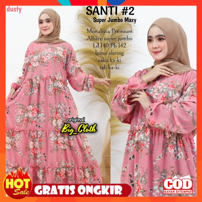 KAIN ADEM HALUS TEBAL / LD 140 Baju Gamis Monalisa Premium Jumbo XXXXXL SANTI JUMBO MAXY