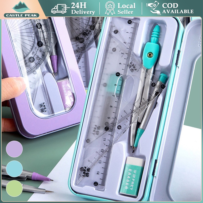 

Kompas set 8in1 Matematika set Penggaris set Jangka set Compass set Math set pensil murah bonus penggaris dan penghapus Alat Tulis kotak pensil logam sekolah kantor pelajar