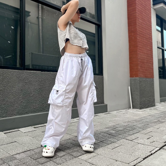 CASHA - ZRX OOTD WANITA ANES / CELANA JOGGER ROSE CARGO PARASUT / Kasual Cargo Pant Kekinian / Celan