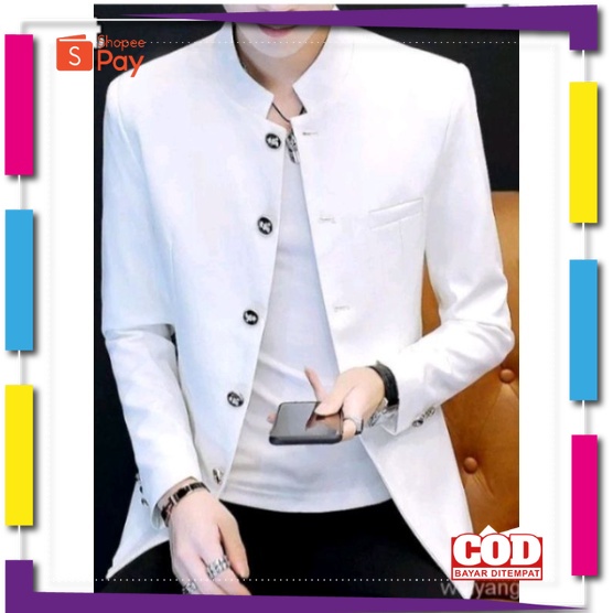 PREMIUM KOREAN STYLE / JAS KOKO VIRAL TERBARU Jas semi jasco hitam dan putih jasko  fashion muslim m