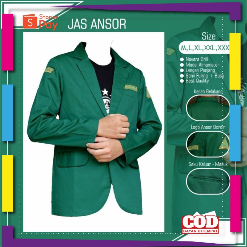 PREMIUM KOREAN STYLE / Jaz Ansor Almamater Jaz Ansor Costum Nama Bed Jaz Almamater Ansor Kancing Dua