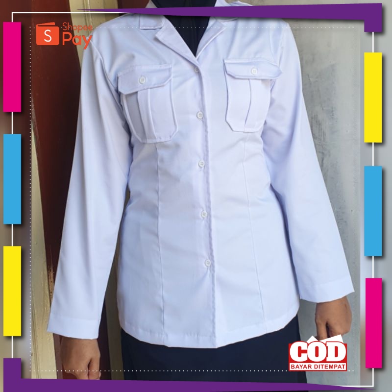PROMO / BAHAN PREMIUM / PREMIUM KOREAN STYLE / Baju Dinas Putih wanita Baju Putih PNS/ASN, Guru,