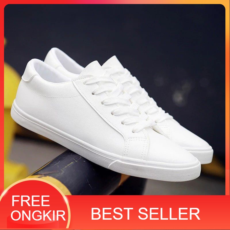 BEST SELLER ZP Sepatu Sneaker Putih/Hitam Polos, Sepatu Putih Casual Pria Wanita / Sepatu lukis puti
