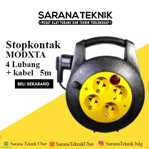 Kabel ROLL LIstrik Type 10 Stop Kontak 4 Lubang Terminal Colokan Dan Lampu Indikator MODXTA SUPER / 