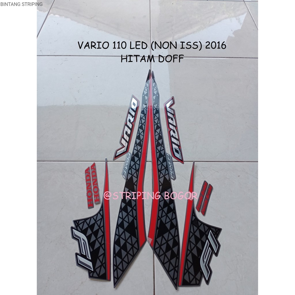 Striping Stiker Motor Honda Vario 110 Led 2016 Lis Hitam Doff