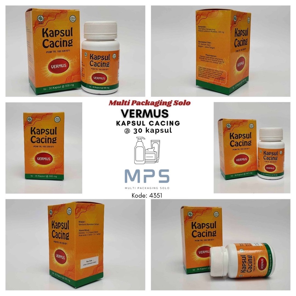 Vermus Kapsul Cacing Isi 30 Kapsul / Kapsul Cacing / Obat Tipes  / Kapsul Penurun Demam / Jamu Penur