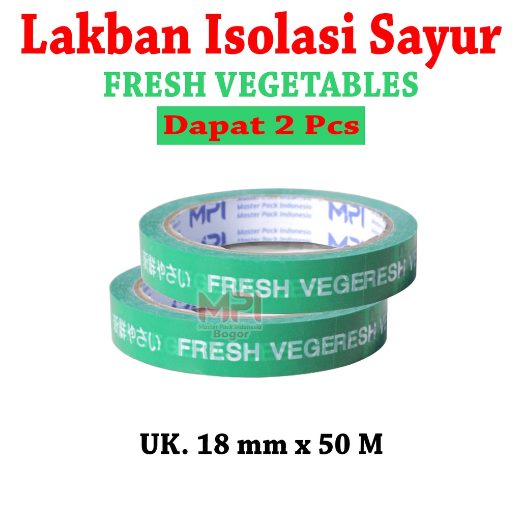 

2 PCS - Lakban Isolasi Sayur Fresh Vegetables 18mm x 50 Meter - Master Pack Indonesia Bogor