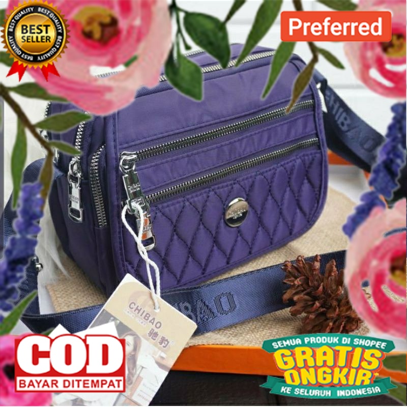 Tas Selempang chibao wanita Terbaru/2 ruang 5 resleting// TAS IMPORT KEREN MODEL BARU / TAS SLEMPANG