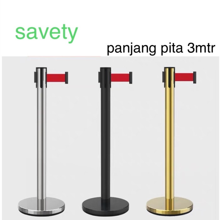 

pita 3mtr Tiang antrian /Tiang pembatas / Pembatas antrian Stainless - biru