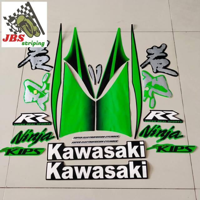 Striping ninja rr stiker kawasaki ninja rr old  list body standar 2010 hijau hitam