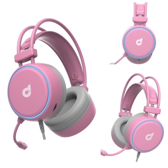 Terlaris ✨ -DBE GM190 USB connection 7.1 virtual surround gaming headphone GM 190 - Pink