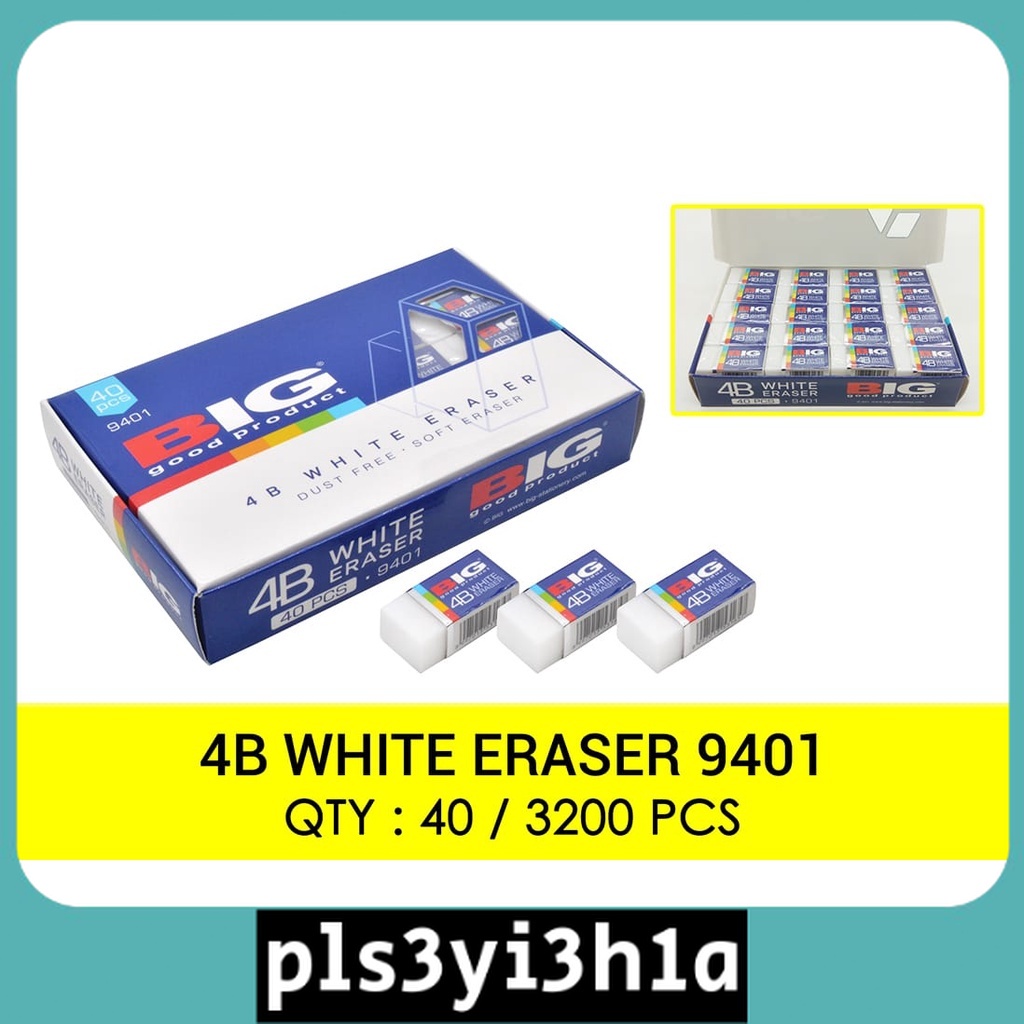 

PENGHAPUS KECIL B40 9401 PUTIH BIG / STIP PENSIL BIG / DUST FREE ERASER (R-1226)