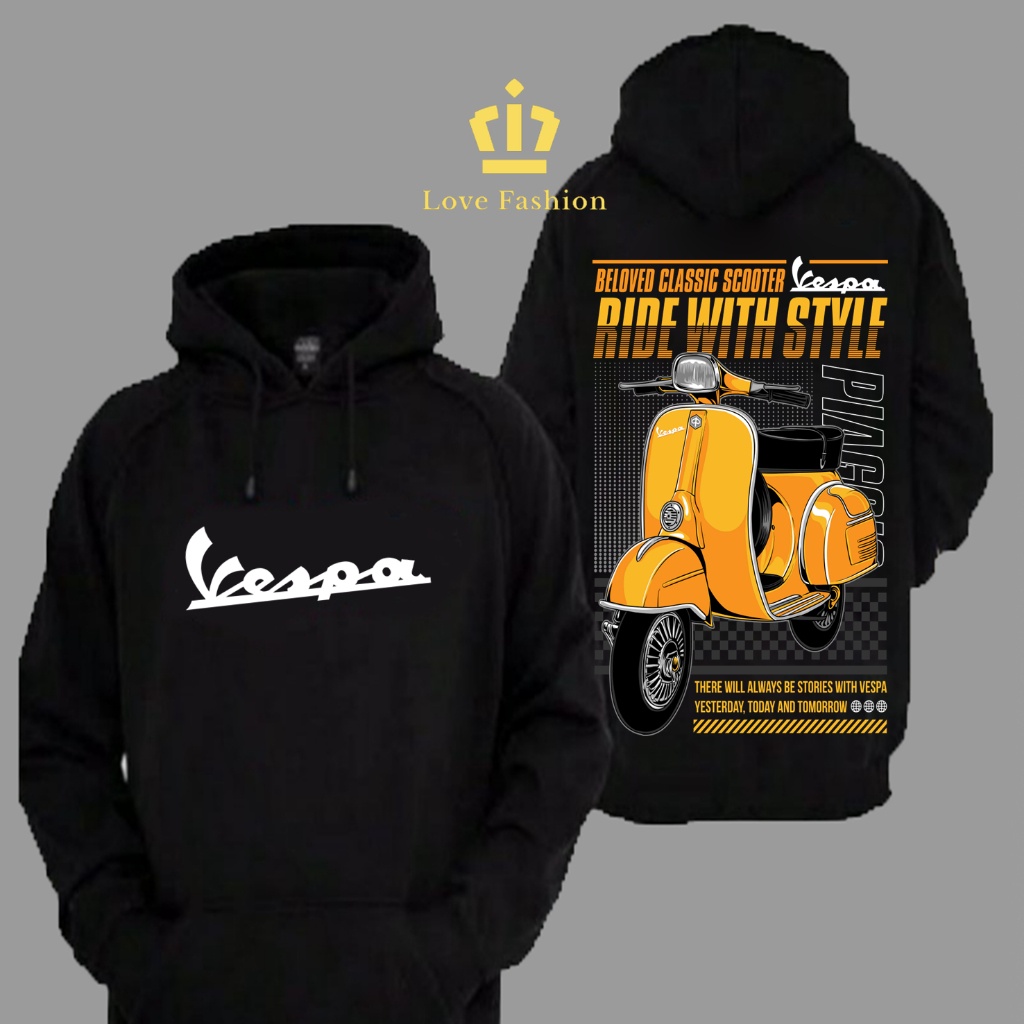 Sweater Hoodie Distro Motor Vespa Classic Beloved Classic Scooter Ride With Style Premium Terbaru