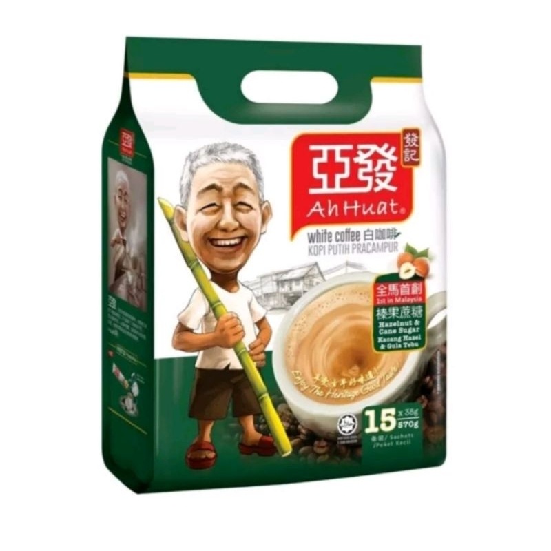 

COD Ah huat / Ahhuat / Ahuat White Coffee Hazelnut & Cane Sugar 15sachet
