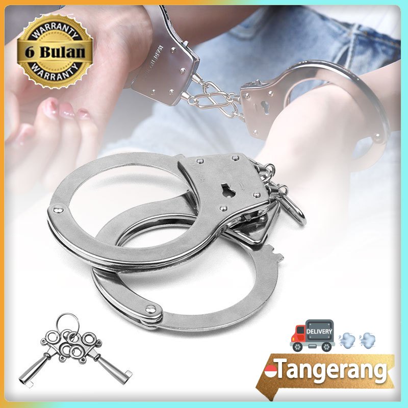 Handcuffs Borgol Tangan Mainan Prank Stainless Steel