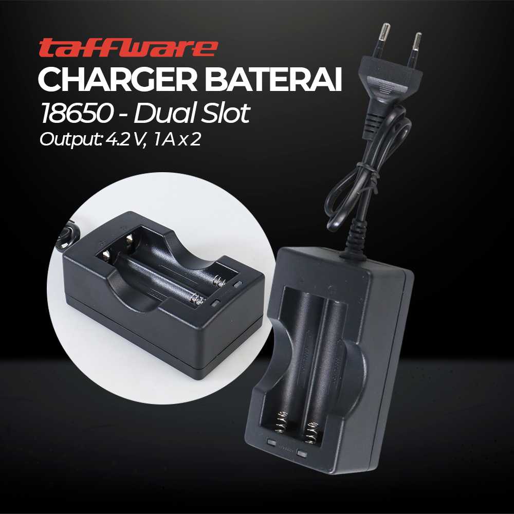 Taffware Charger Baterai Cell Charger 18650 Dual Slot - MTLC-04200-1000 Taff Ware Official Store