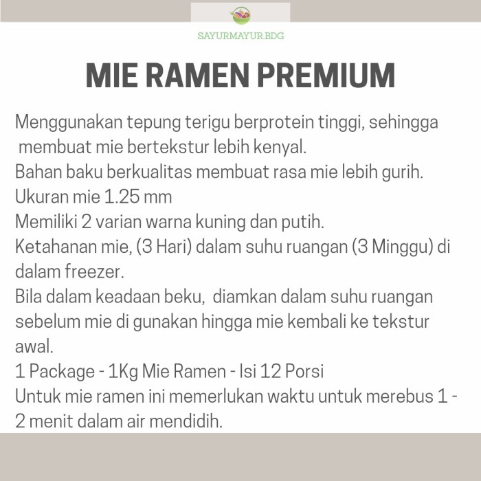 

Mie Ramen Mentah Halal Isi 12 Porsi
