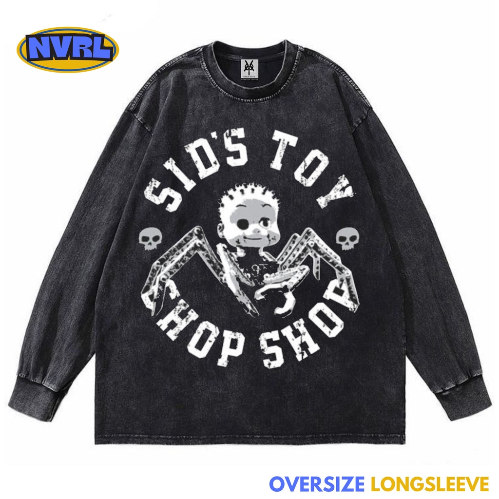 Kaos oversize longsleeve toy story sid toy chop washed washing vintage tee