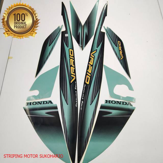 (ORI) striping honda vario 110 karbu 2007  hijau kualitas original